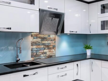 Coloured Brick Kitchen Splashback