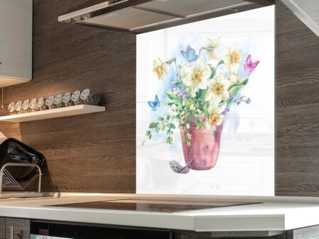 Watercolour Flower Kitchen Splashback