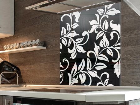 White Floral Kitchen Splashback