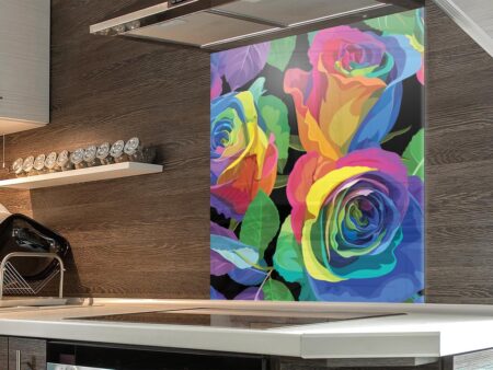 Coloured Roses Kitchen Splashback