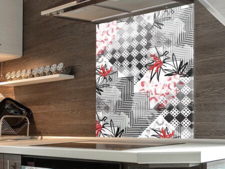 Black White Red Hob Splashback
