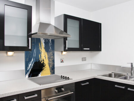 Navy Gold Kitchen Splashback