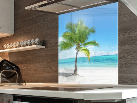 White Sand Palm Tree Splashback