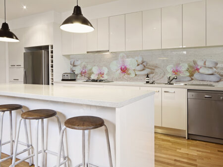 Flowers & Stones On Sand Splashback