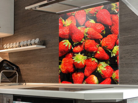 Strawberries Printed Glass Splashback